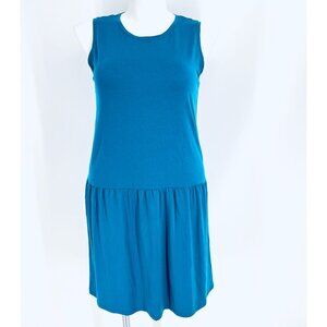 Eileen Fisher Drop Waist Teal Shift Dress Size L (See Description) Sleeveless
